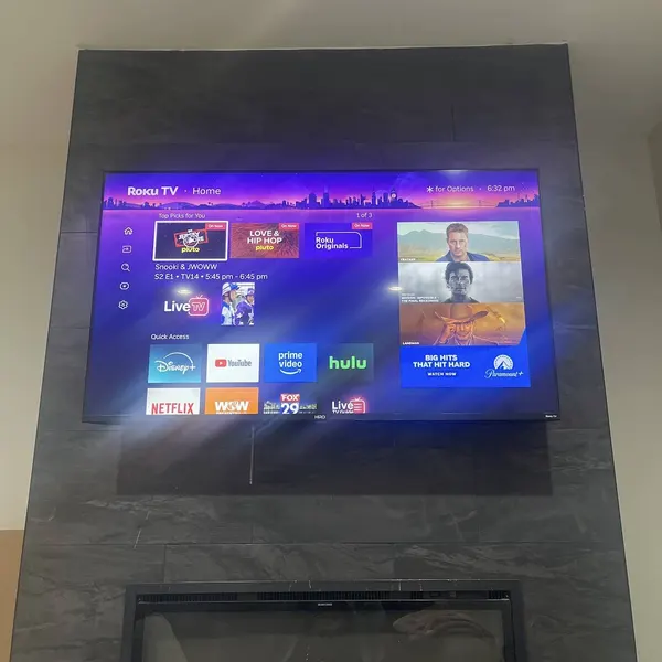 TV mounted on wall